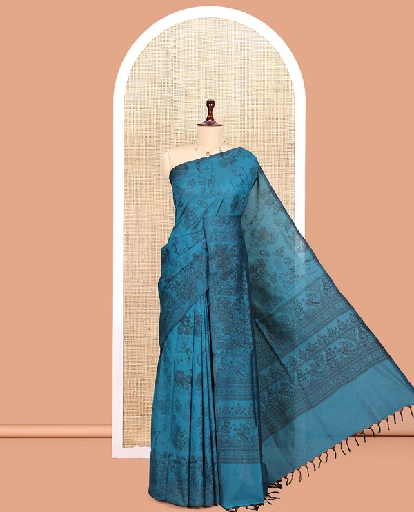 Borderless Rama South Cotton Saree