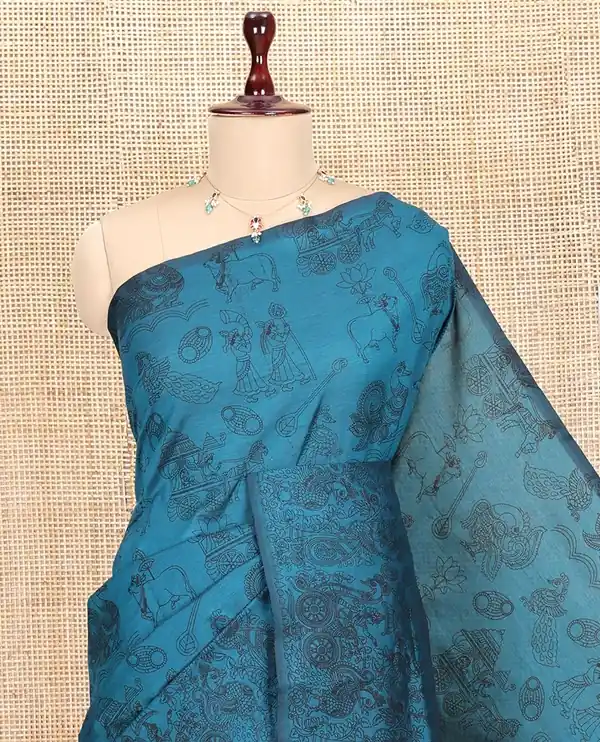 Borderless Rama South Cotton Saree - Image 3