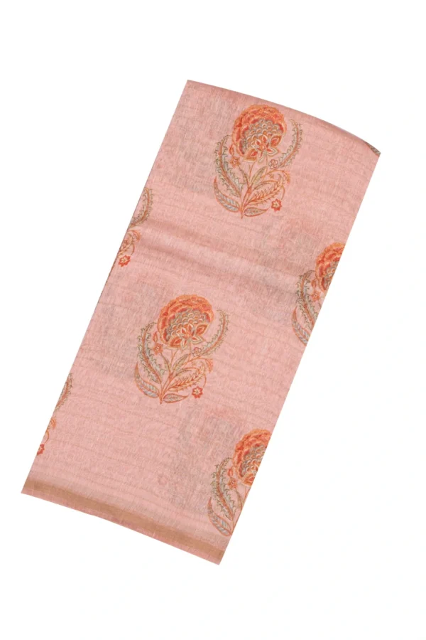 Dark Peach Woven Linen Saree