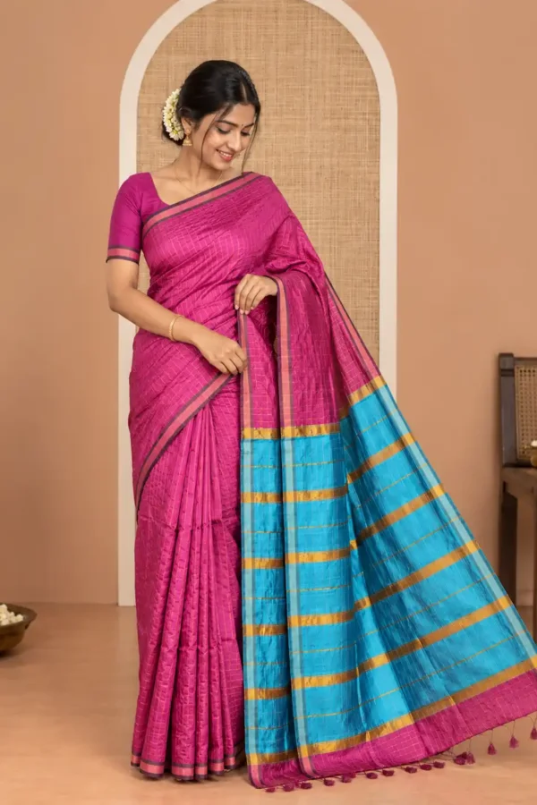Purple Checked Banarasi