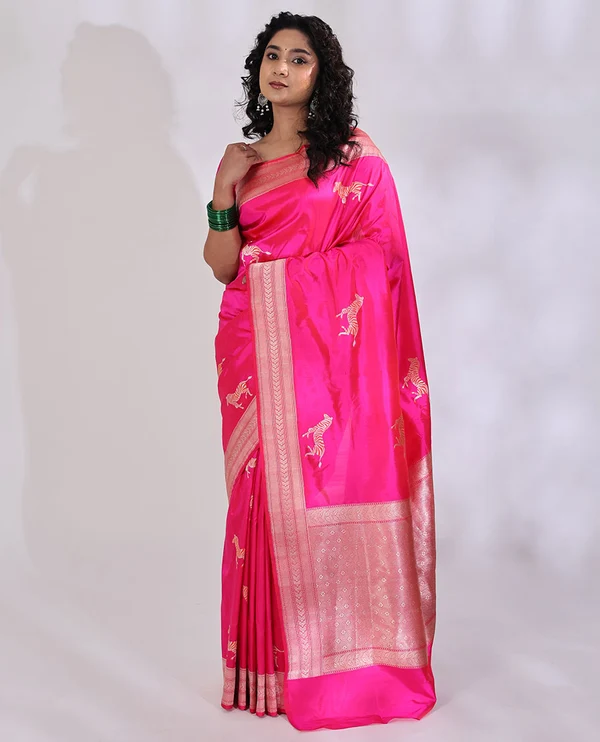Pink Banarasi Silk Saree