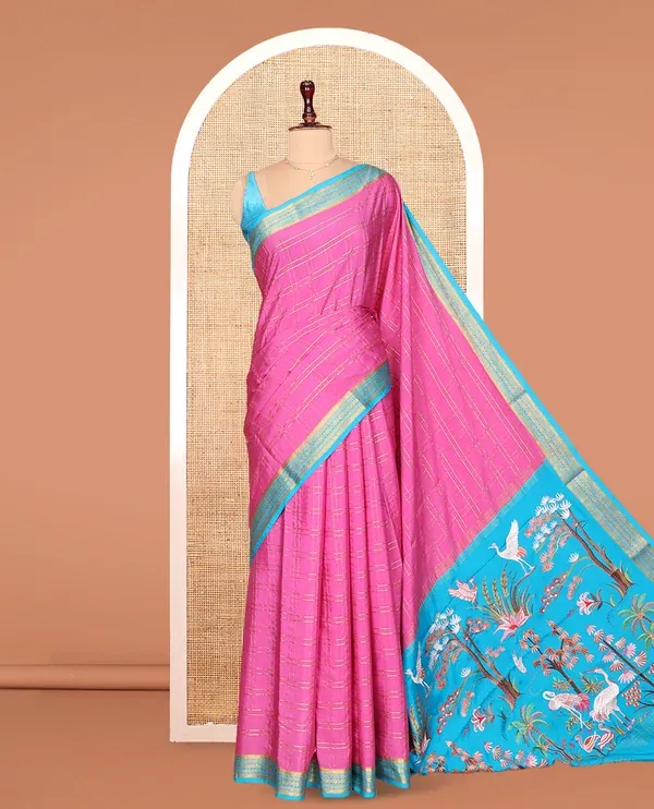 Pink Mysore Silk Saree