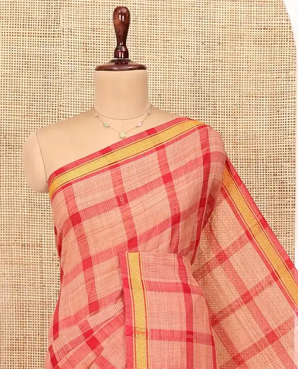 Red Andhra Cotton Saree - Image 3