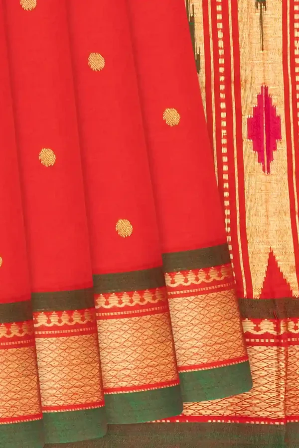 Red Handloom Paithani Cotton Saree