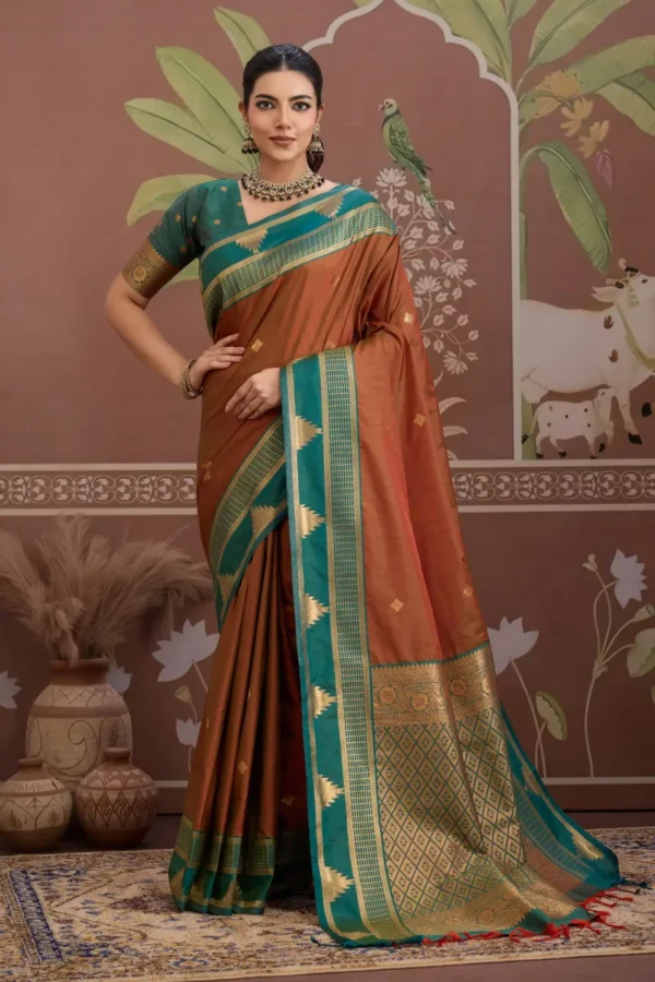Maroon Tussar Silk Saree