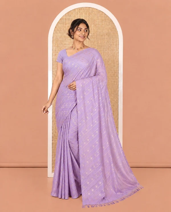 Lavender Chiffon Banarasi Saree – Elegant Traditional Wear