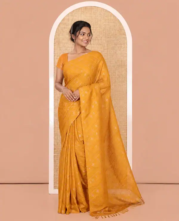 Yellow Chiffon Banarasi Saree – Elegant Traditional Wear