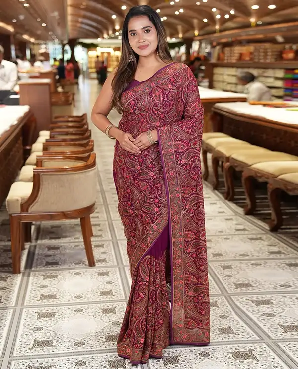 Brown Georgette Banarasi Saree – Elegant Traditional Wear