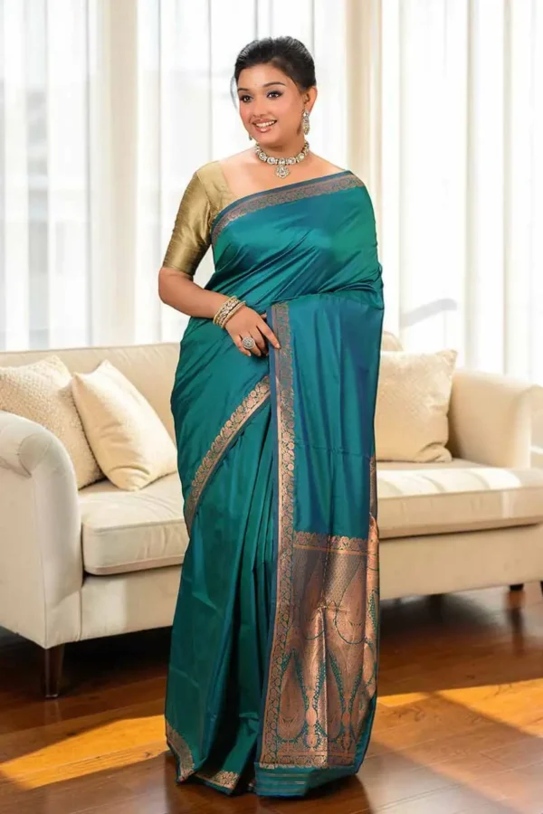 Blue Pure Katan Silk Saree – Traditional Ethnic Wear