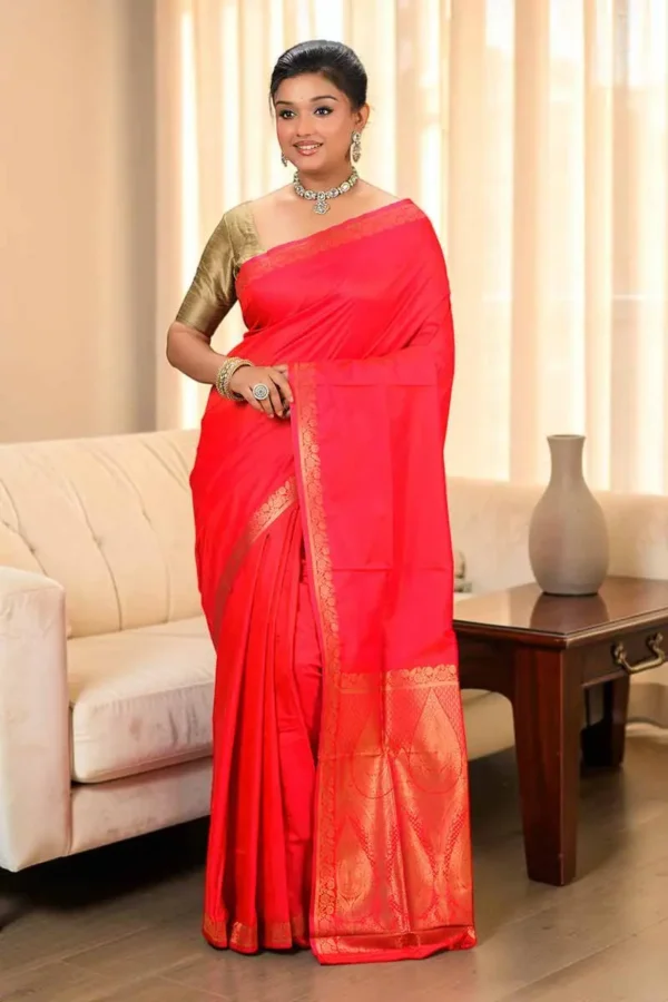 Red Pure Katan Silk Saree – Traditional Ethnic Wear