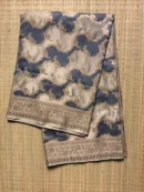 Beige and Elephant Grey Rangkaat Pure Mashru Silk Saree