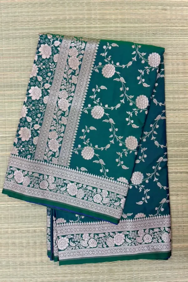 Bottle Green Pure Mashru Silk Saree