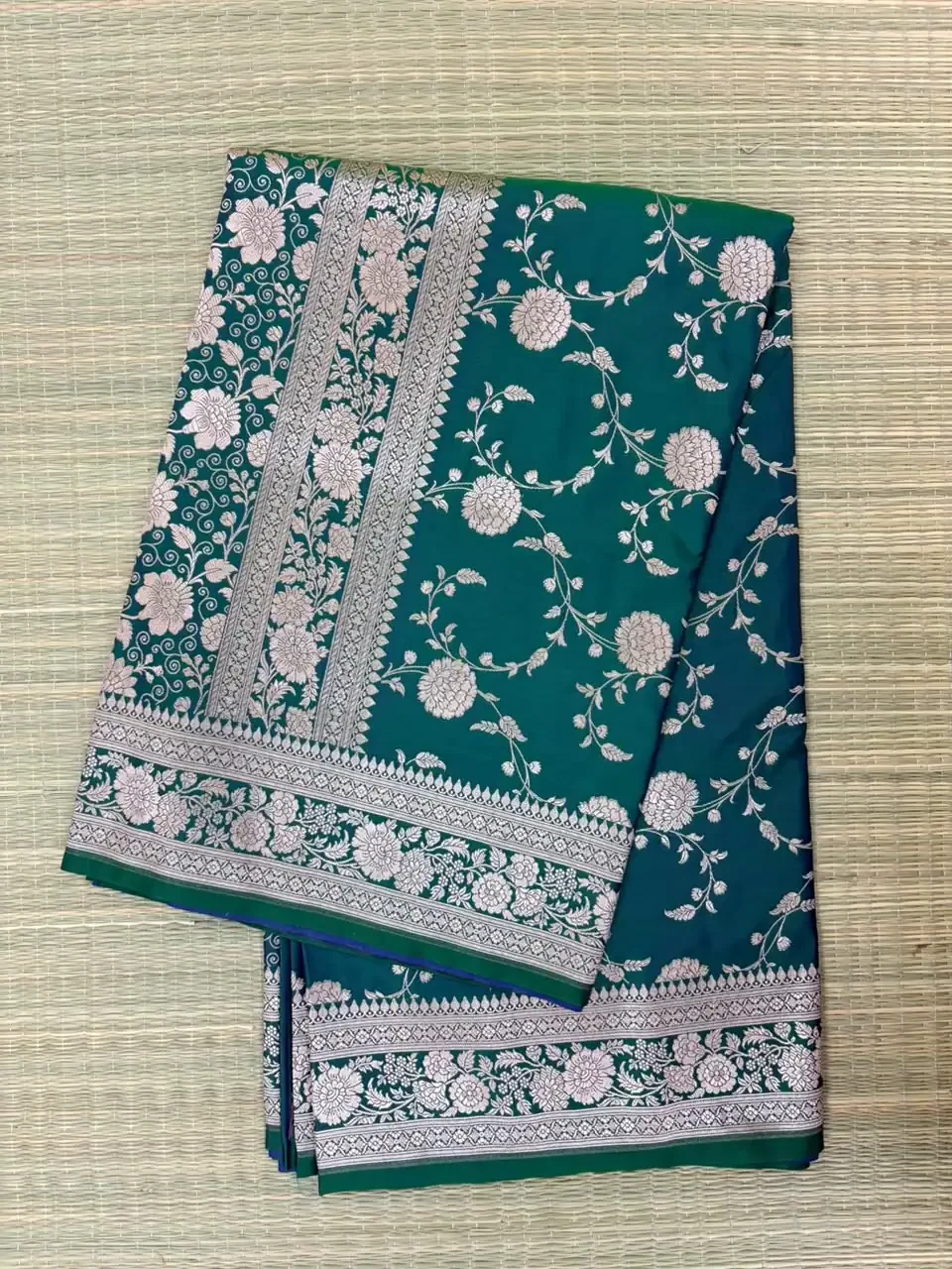 Bottle Green Pure Mashru Silk Saree