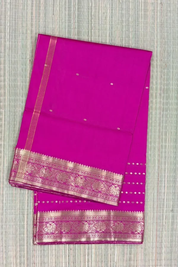 Bright Pink Butta Semi Silk Saree