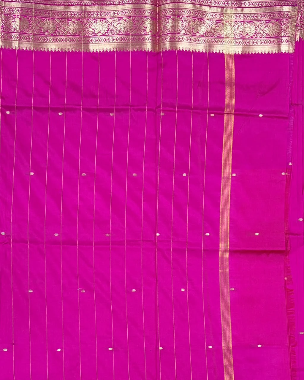 Bright Pink Butta Semi Silk Saree - Image 3