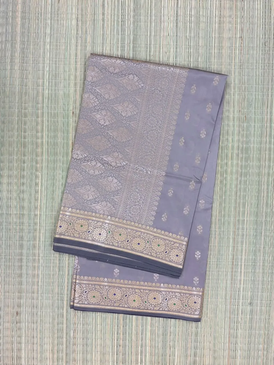 Elephant Grey Pure Mashru Silk Saree
