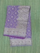 Lilac Pure Mashru Silk Saree with Dark Purple Piping Border