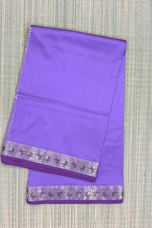 Lilac Semi Silk Saree with Dark Purple Piping Border