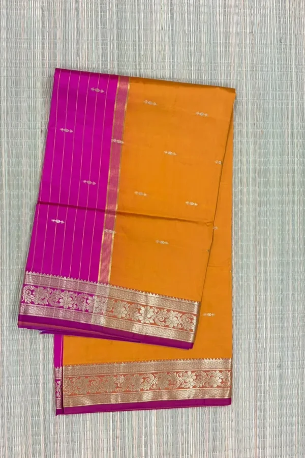 Mango Yellow and Pink Semi Silk Saree