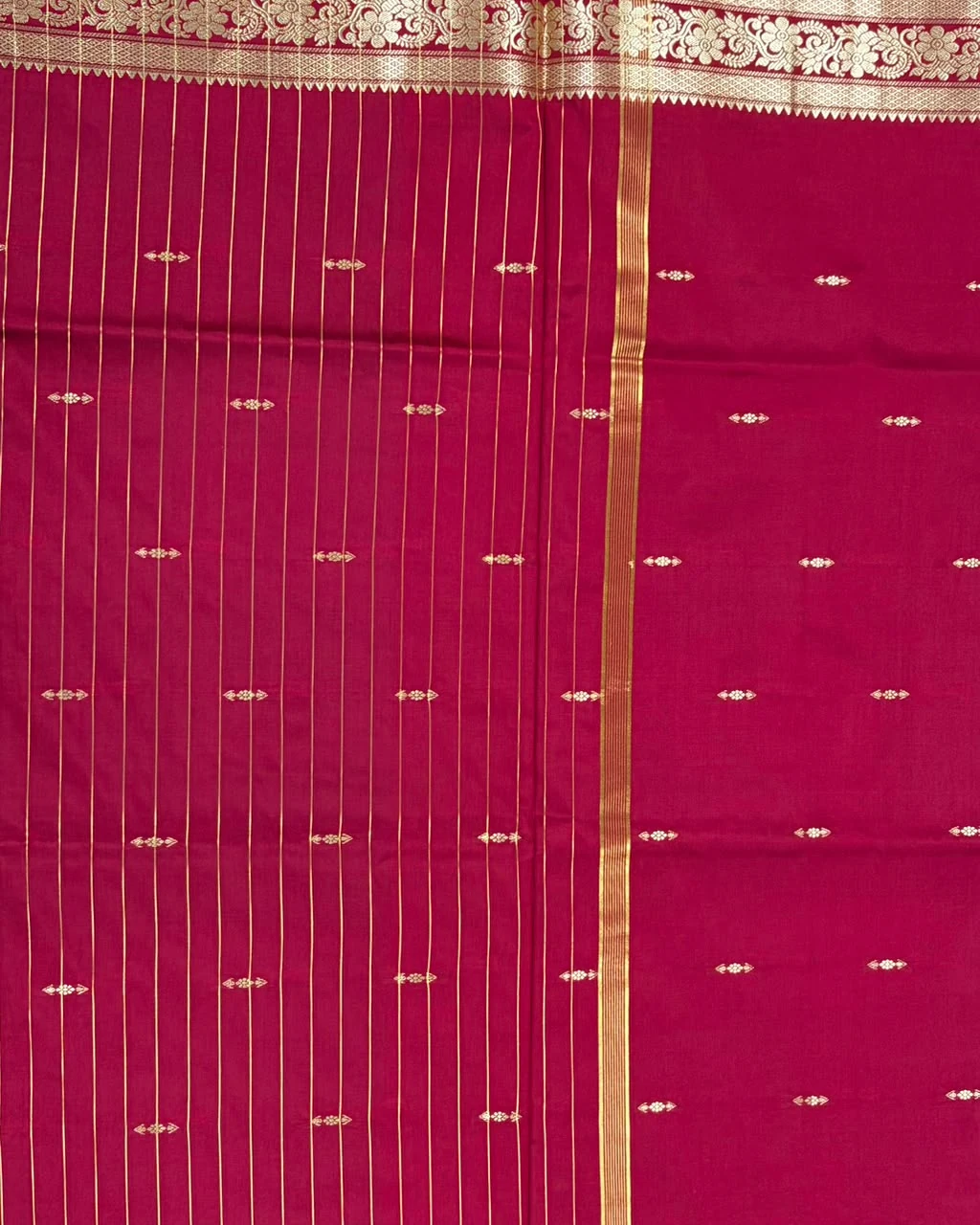 Maroon and Sky Blue Semi Silk Saree - Image 2