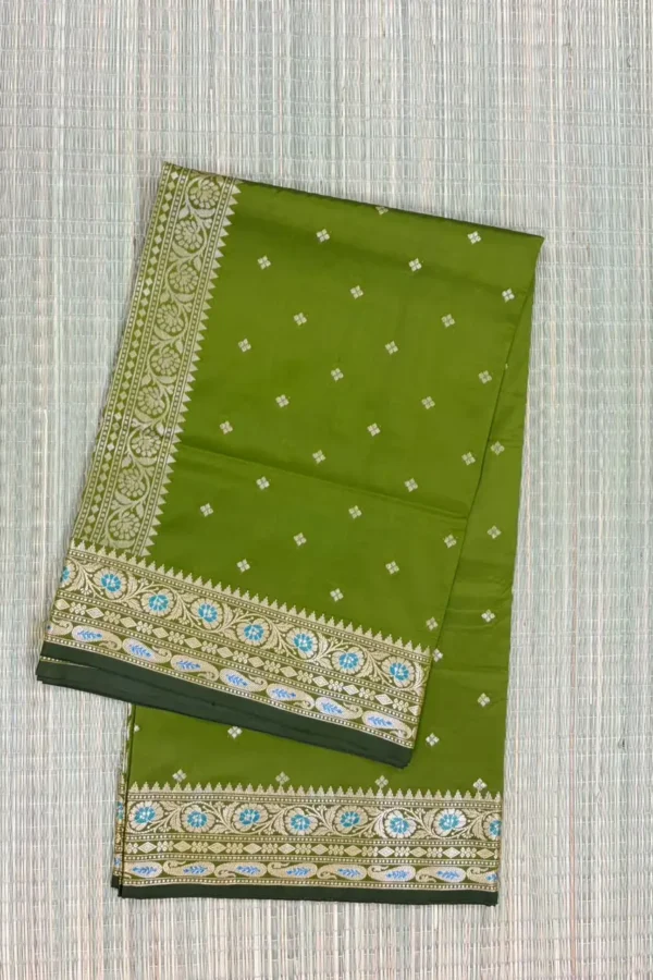 Olive Green Pure Mashru Silk Saree