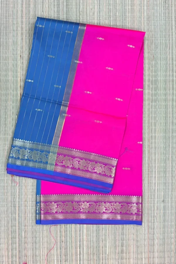 Ramar Blue and Rani Pink Semi Silk Saree