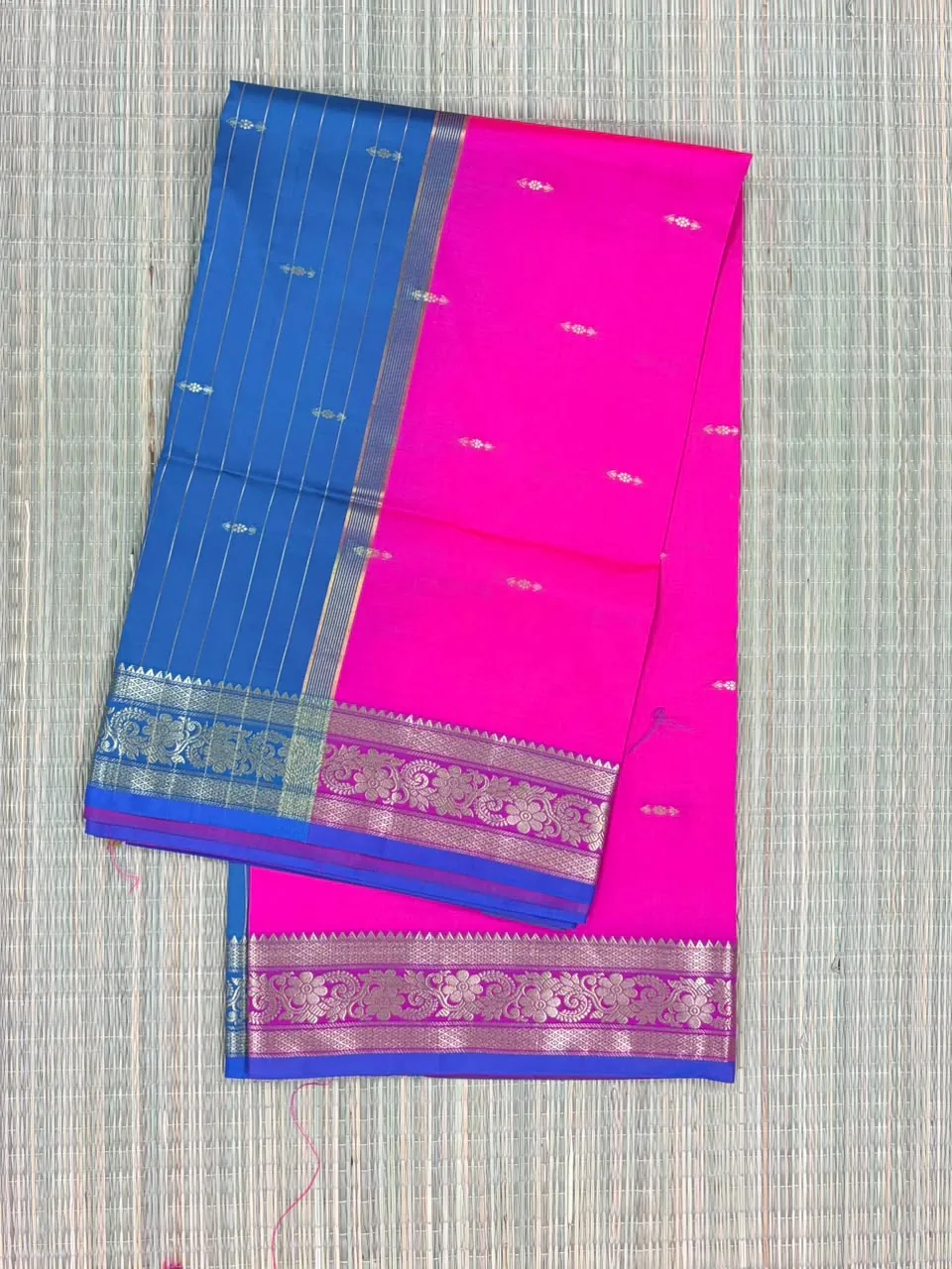 Ramar Blue and Rani Pink Semi Silk Saree