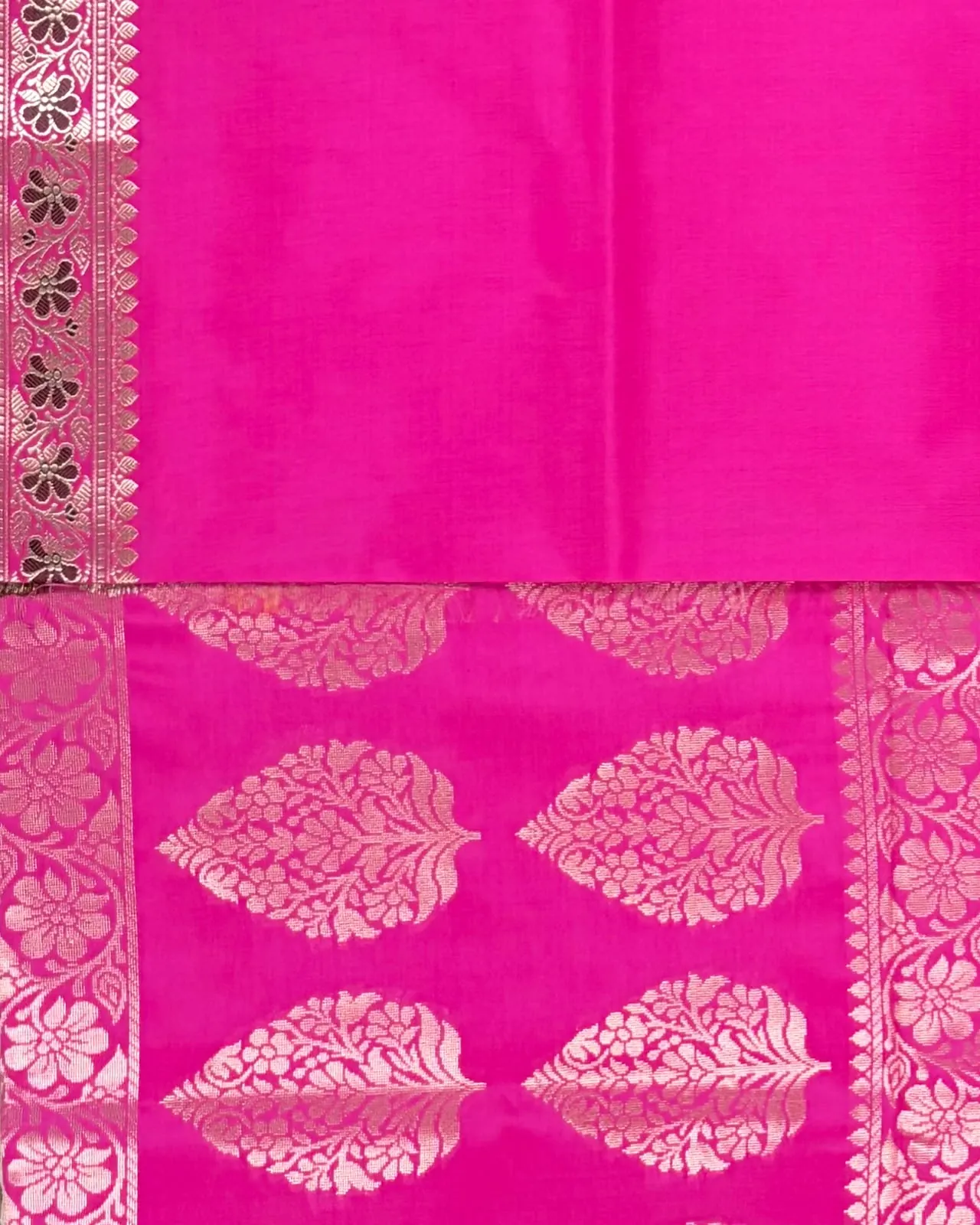 Rani Pink Semi Silk Saree - Image 2