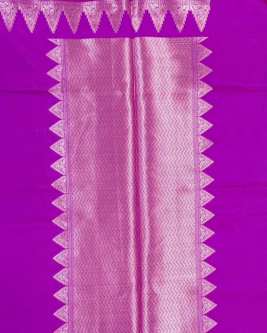 Vadamalli Purple Temple Border Semi Silk Saree - Image 3