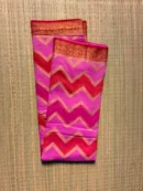Red and Rosemilk Zigzag Semi Chiffon Saree 1