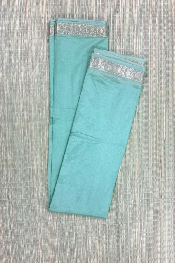 Turquoise Blue Semi Katan Saree