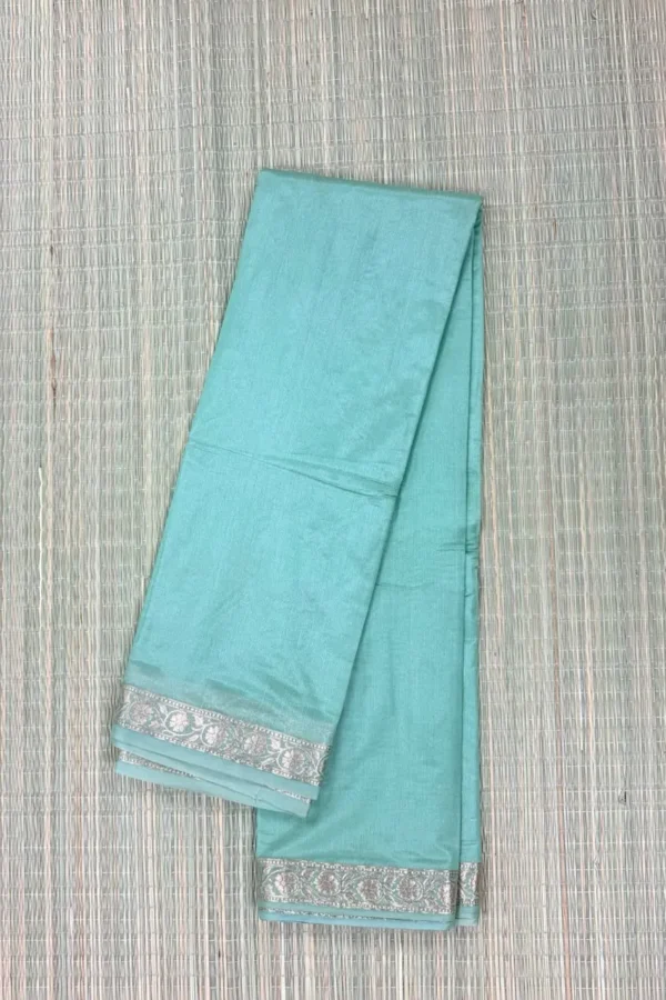 Turquoise Blue Semi Katan Saree