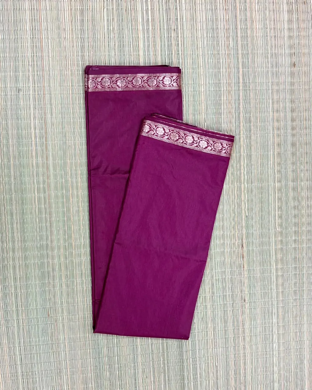 Burgundy Semi Katan Saree