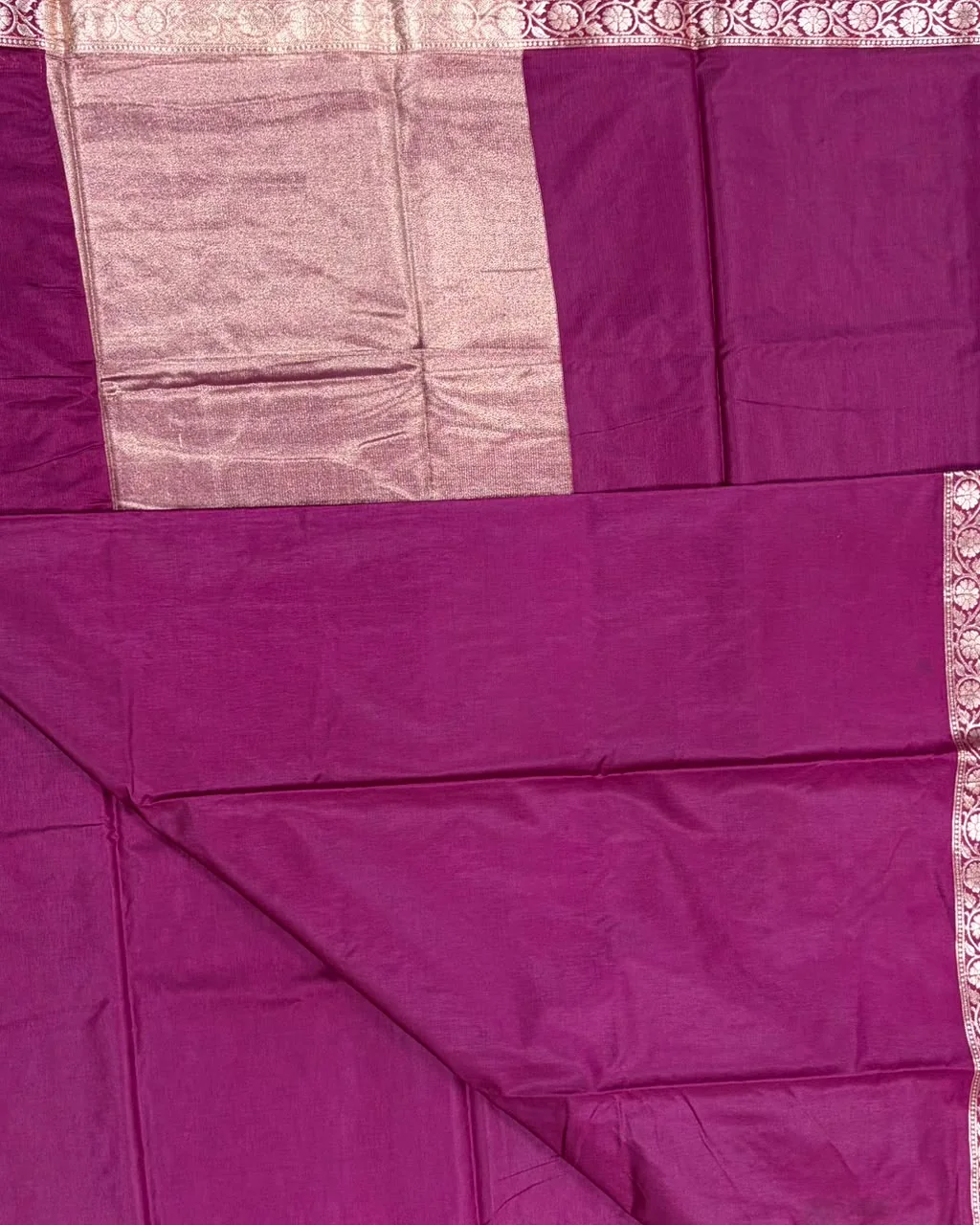 Burgundy Semi Katan Saree - Image 2