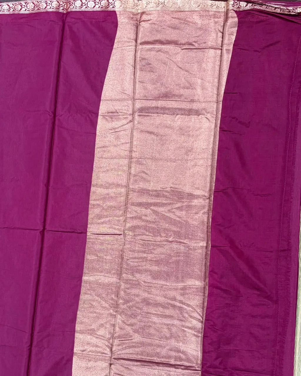 Burgundy Semi Katan Saree - Image 3