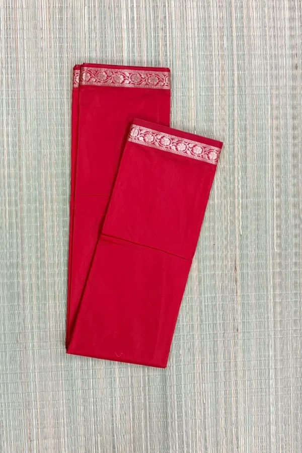 Bright Red Semi Katan Saree