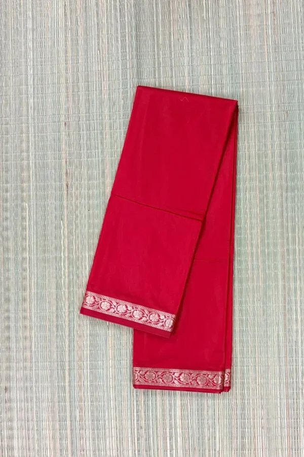 Bright Red Semi Katan Saree