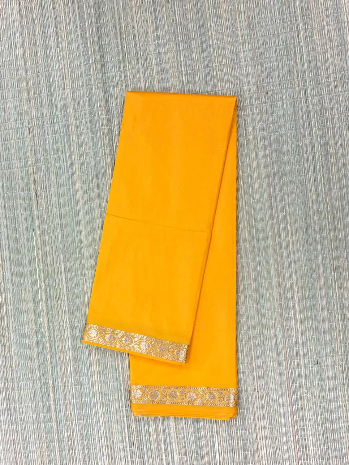 Bright Yellow Semi Katan Saree