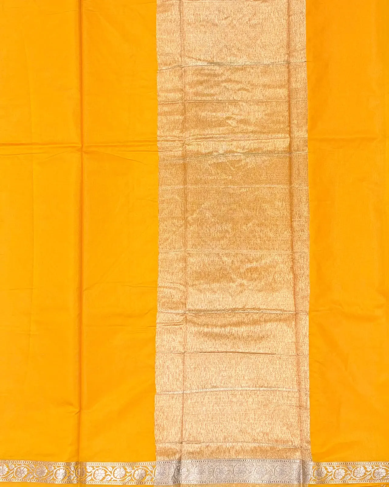 Bright Yellow Semi Katan Saree - Image 3