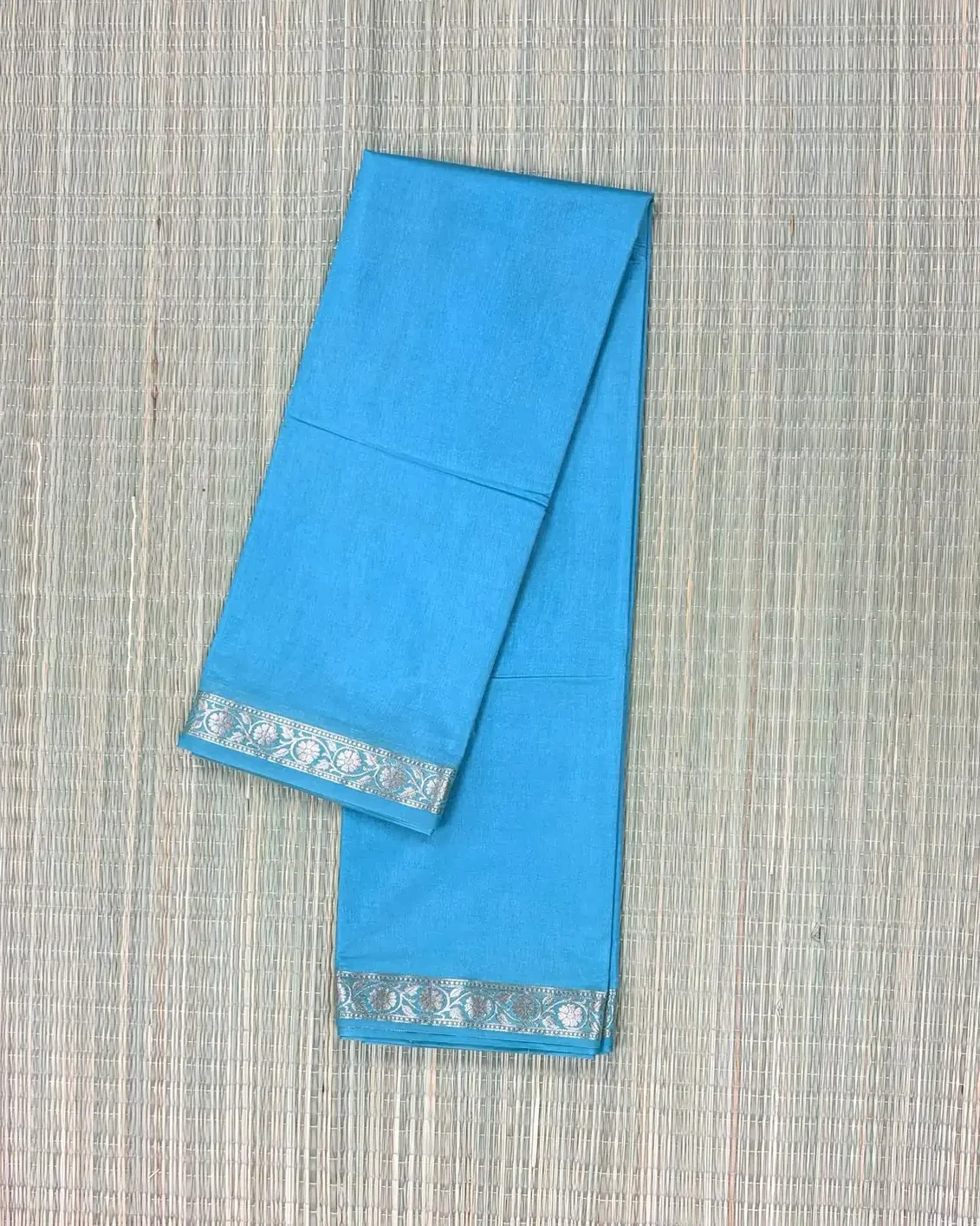 Sky Blue Semi Katan Saree