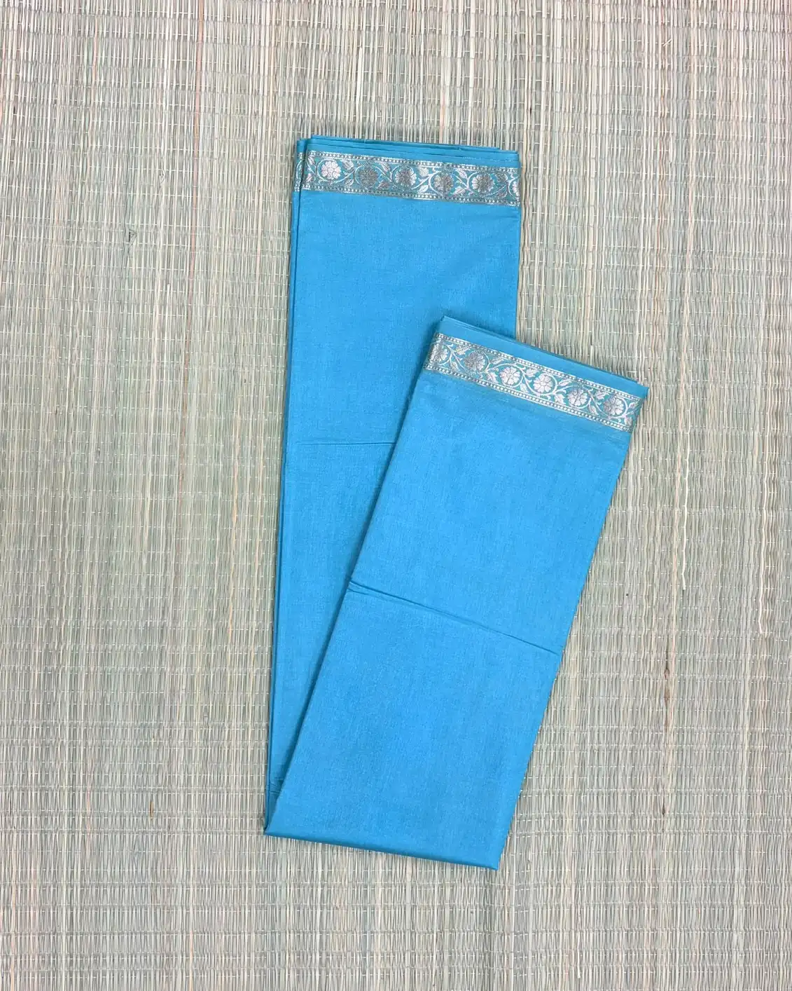 Sky Blue Semi Katan Saree