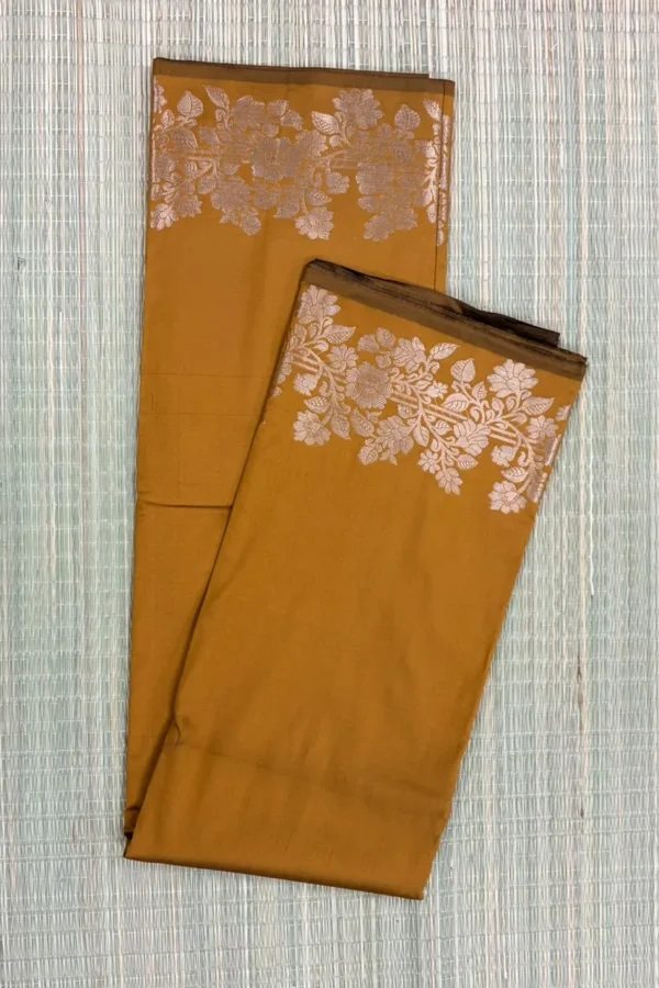 Mustard Yellow Pure Mashru Silk Saree
