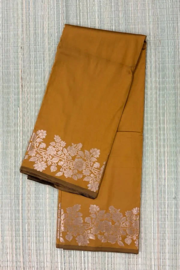 Mustard Yellow Pure Mashru Silk Saree