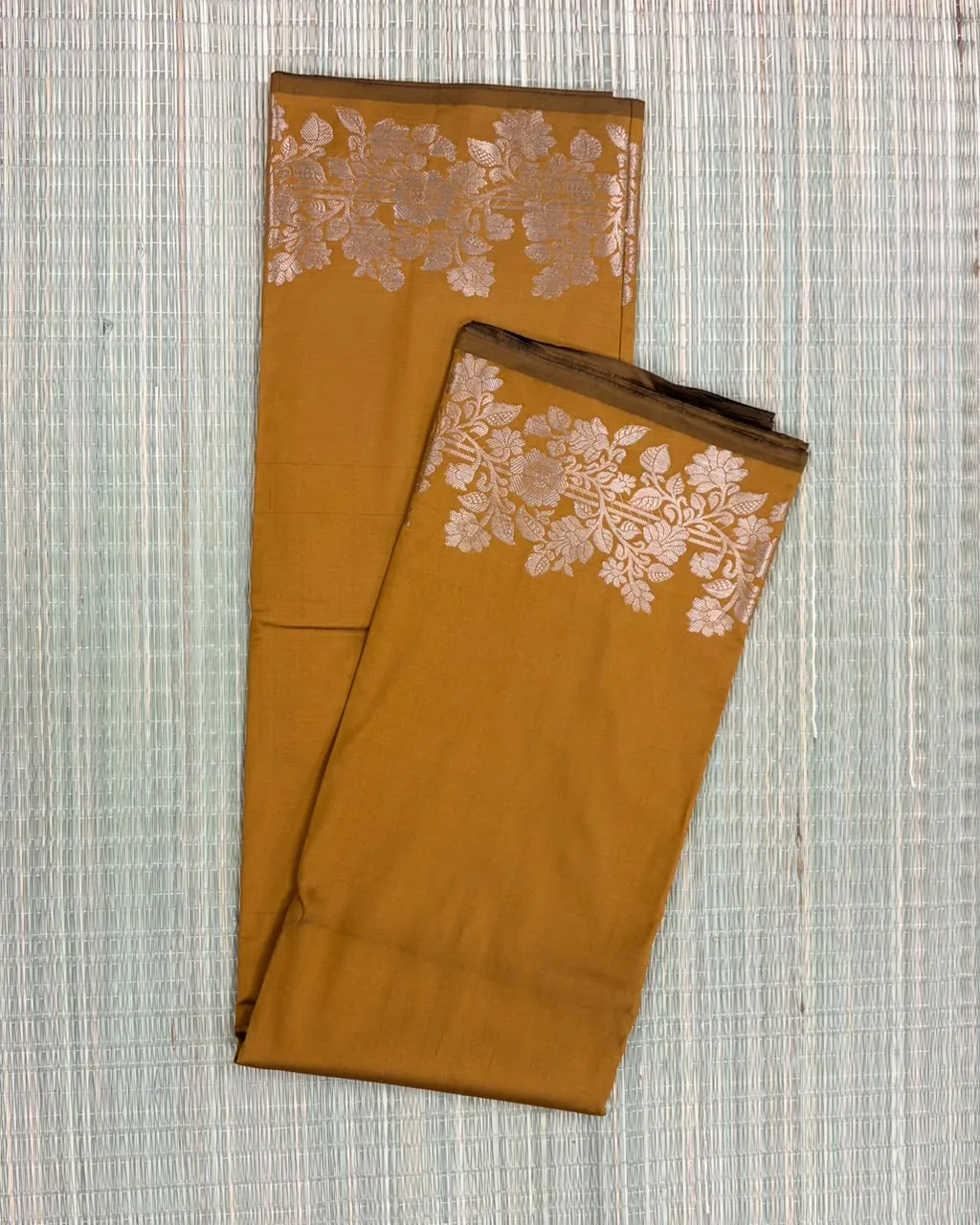 Mustard Yellow Pure Mashru Silk Saree