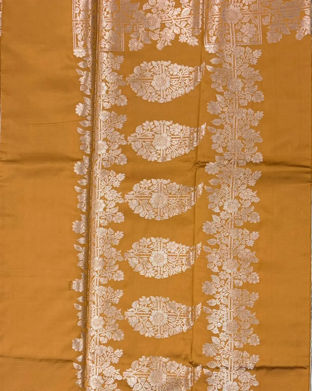 Mustard Yellow Pure Mashru Silk Saree - Image 3