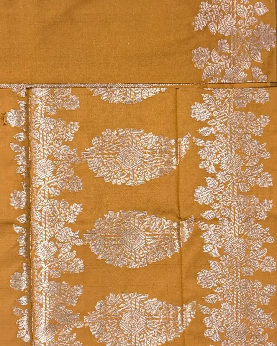Mustard Yellow Pure Mashru Silk Saree - Image 2