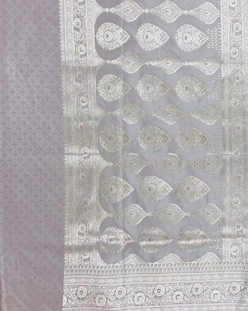 Dusky Rose and Lilac Rangkaat Pattern Pure Katan Saree - Image 2