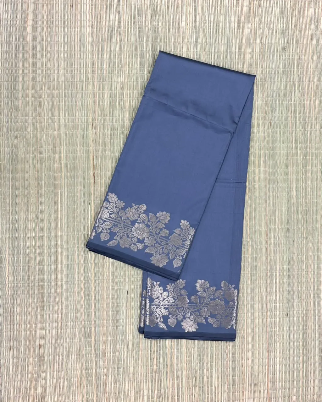 Grey Pure Mashru Silk Saree