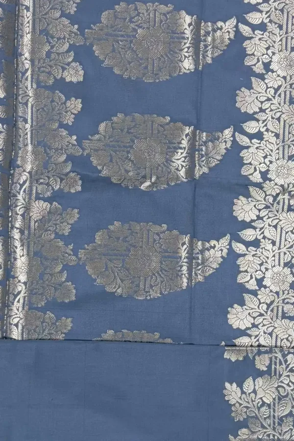 Grey Pure Mashru Silk Saree 1