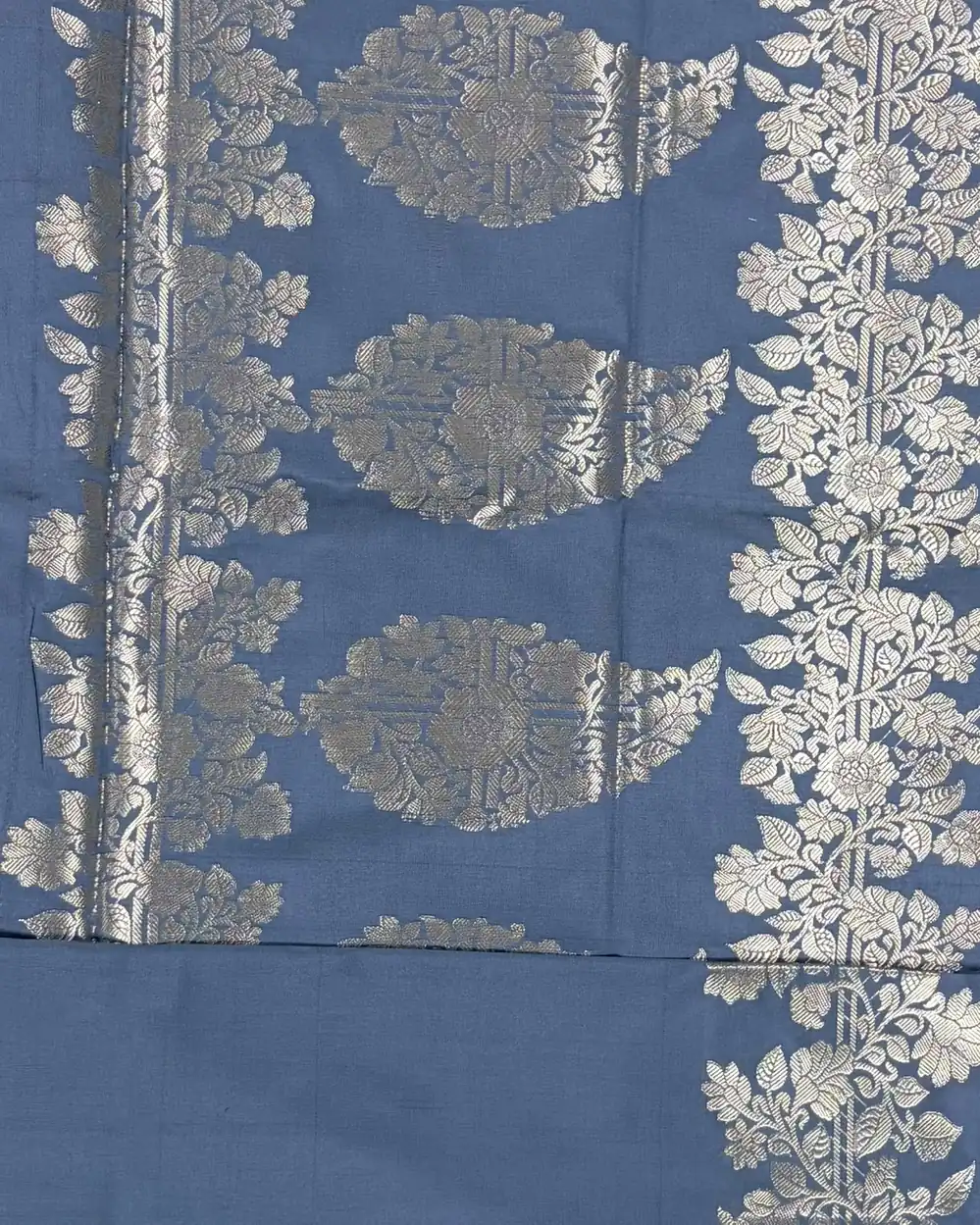Grey Pure Mashru Silk Saree 1